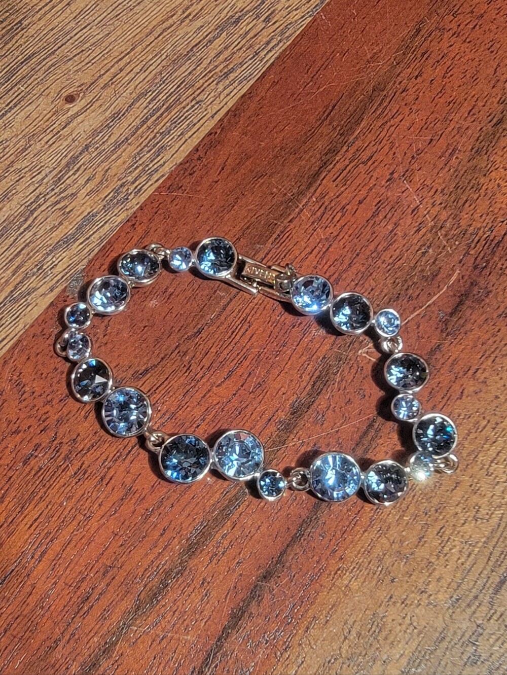 Givenchy Vintage Silver Tone With Blue Crystals Bracelet